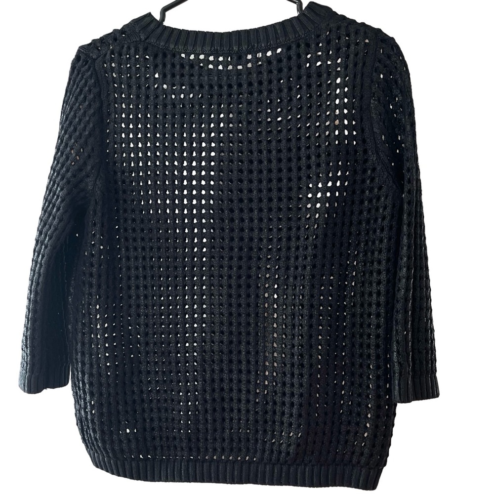 COS Black Open Knit Mesh Sweater Cotton Wool Blend - Picture 5 of 7